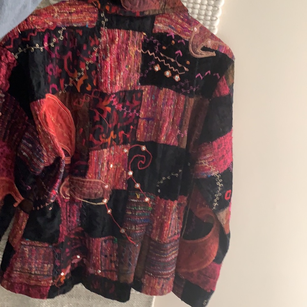 Patch Work Jacket, Burgundy And Black - image 2